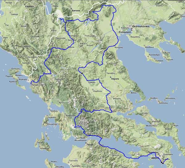 Route door Griekenland