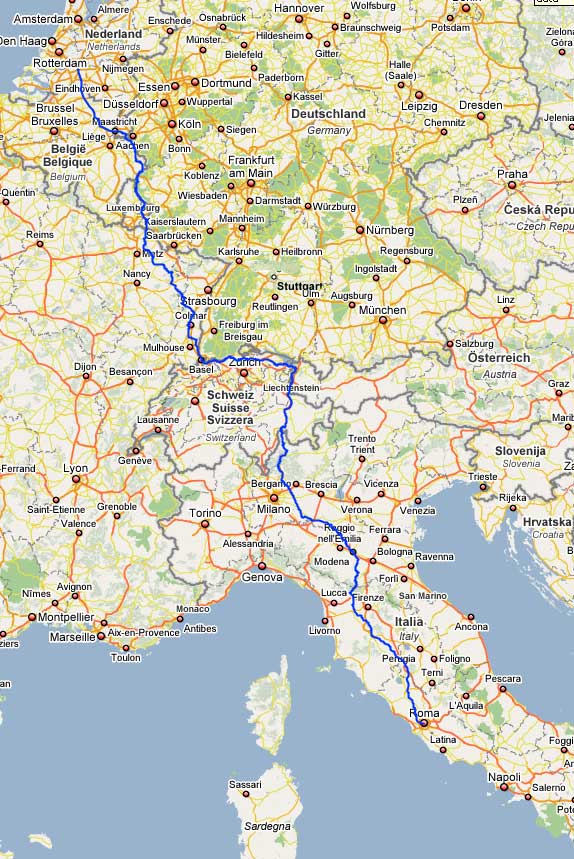 Route naar Rome